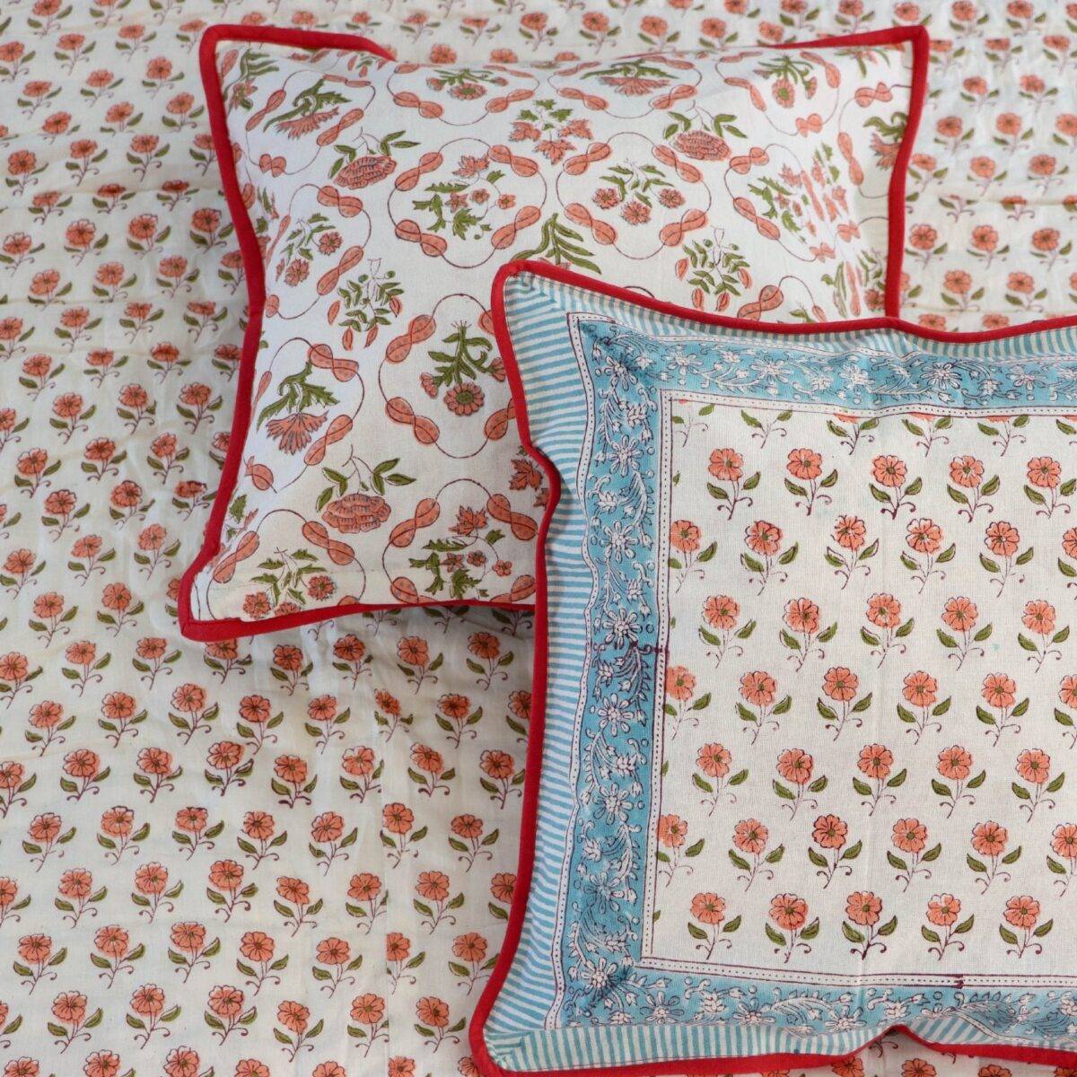 Anokhi set of 6 pink and white quilt 11