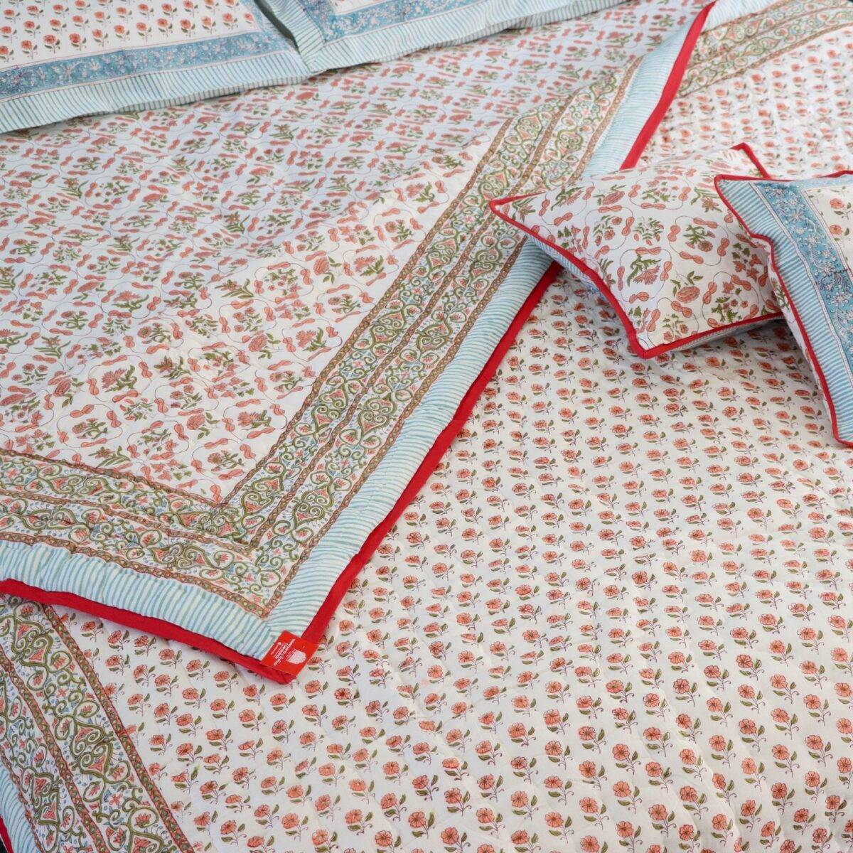 Anokhi set of 6 pink and white quilt 13