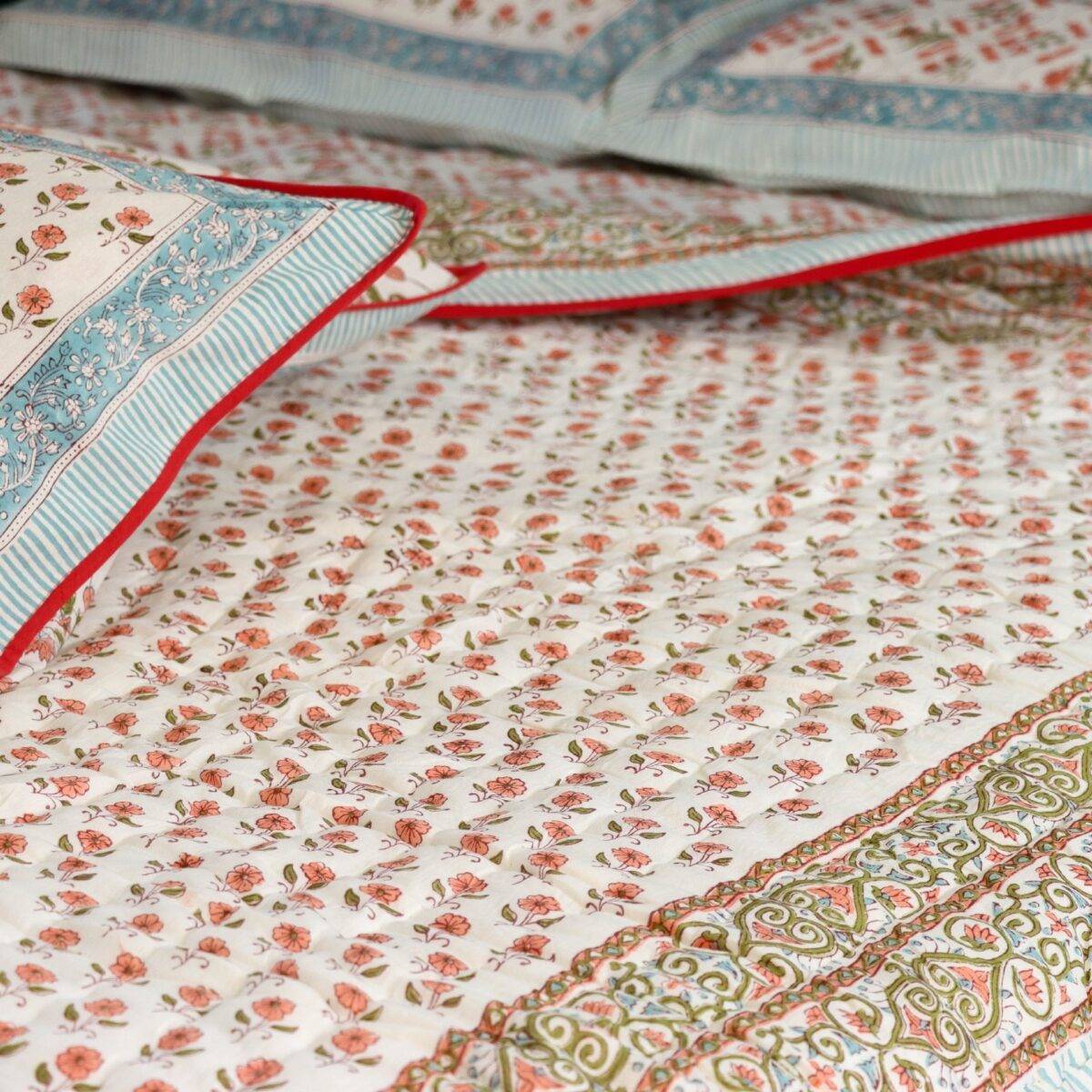 Anokhi set of 6 pink and white quilt 14