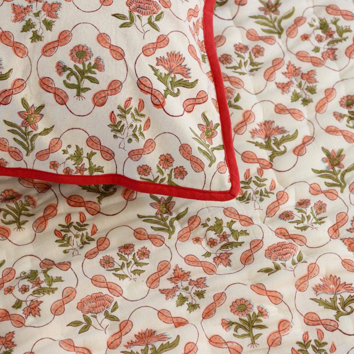 Anokhi set of 6 pink and white quilt 19