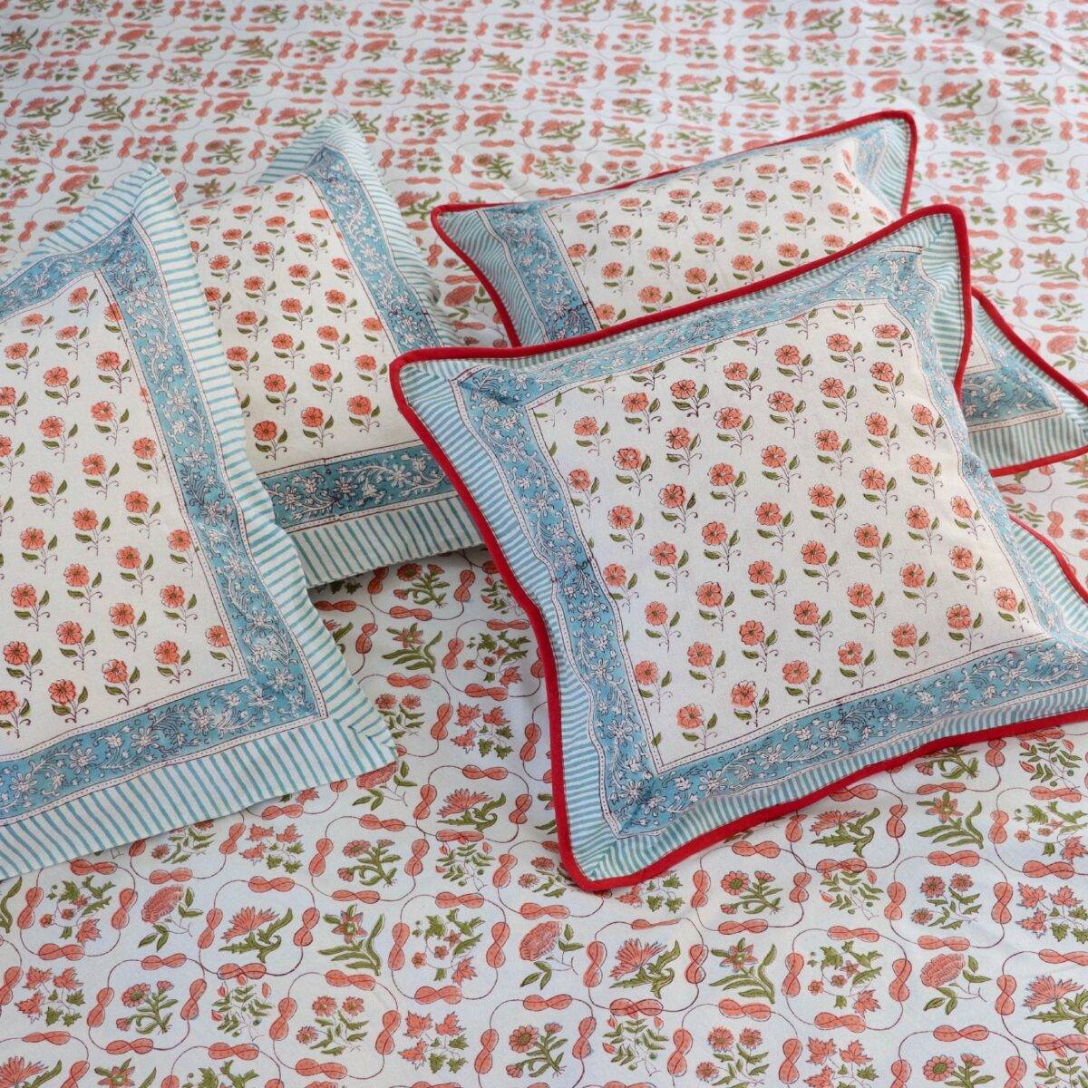 Anokhi set of 6 pink and white quilt 6