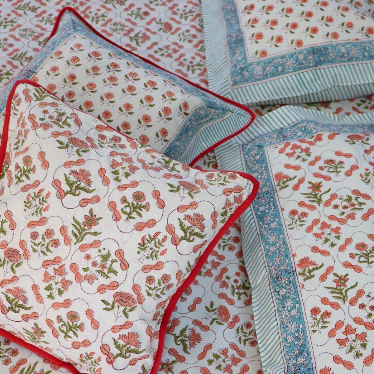 Anokhi set of 6 pink and white quilt 8