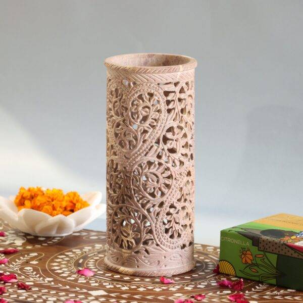Hand Carved Soap Stone Vase 8 Inchs