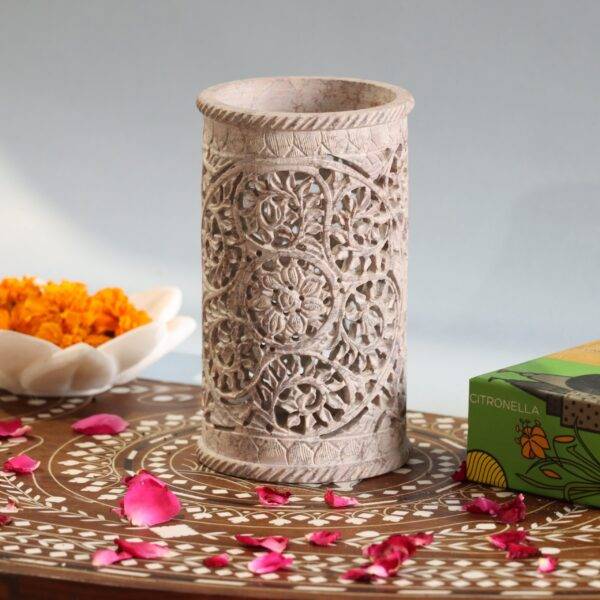 Hand Carved Soap Stone Vase 6 Inchs