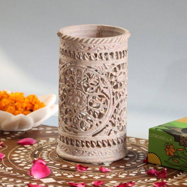 Hand Carved Soap Stone Vase 6 Inchs