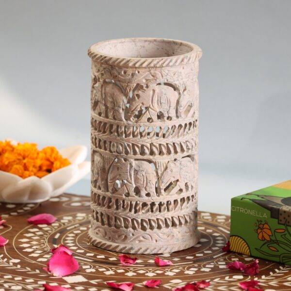 Hand Carved Soap Stone Vase 6 Inchs