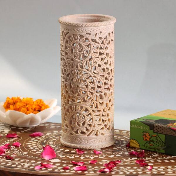 Hand Carved Soap Stone Vase 8 Inchs
