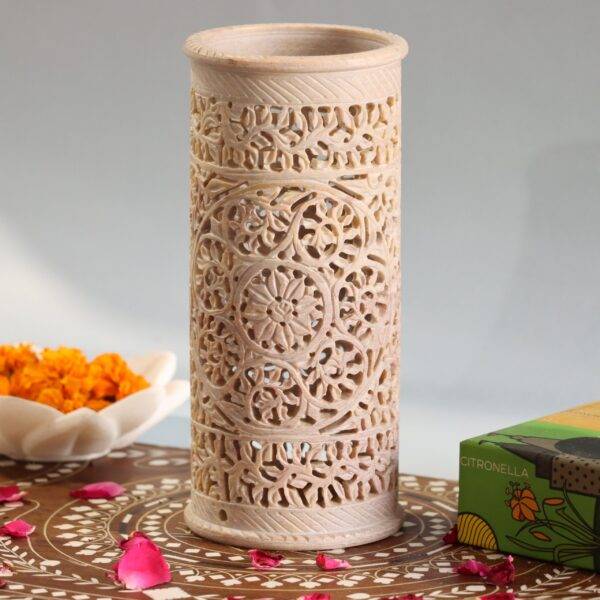 Hand Carved Soap Stone Vase 8 Inchs