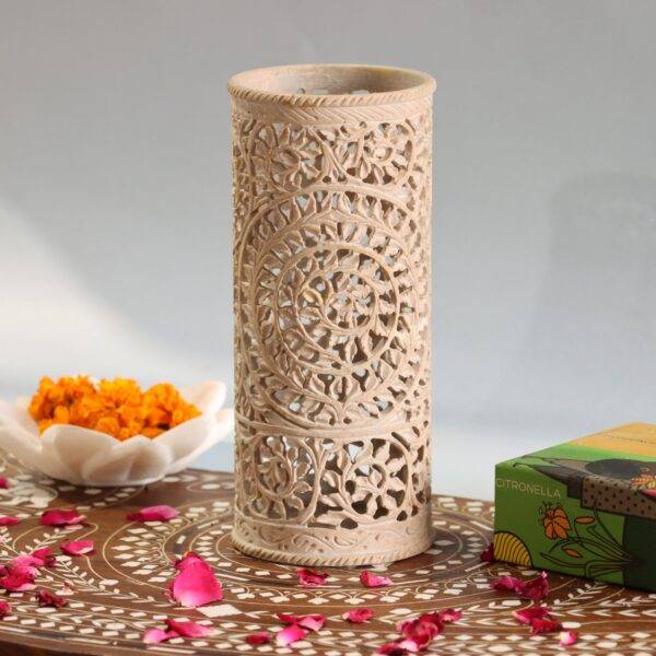 Hand Carved Soap Stone Vase 8 Inchs