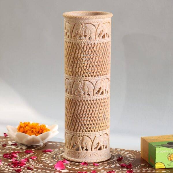 Hand Carved Soap Stone Vase 12 Inchs