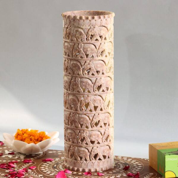 Hand Carved Soap Stone Vase 12 Inchs