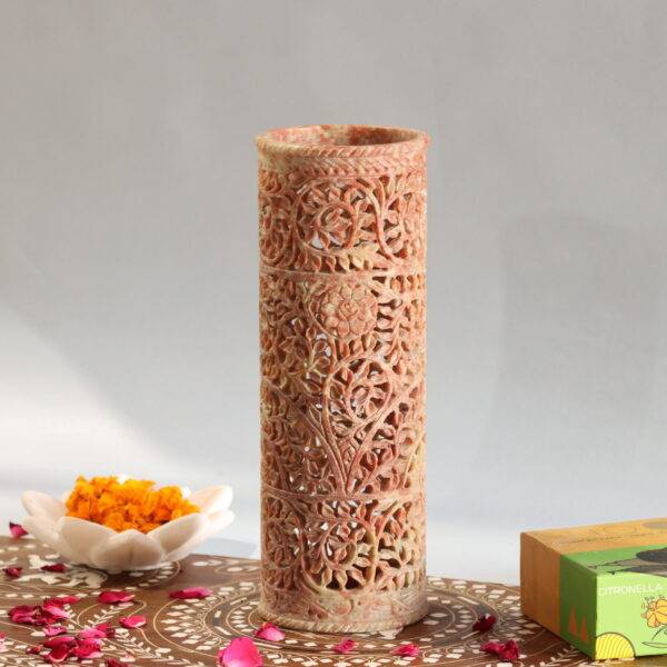 Hand Carved Soap Stone Vase 10 Inchs