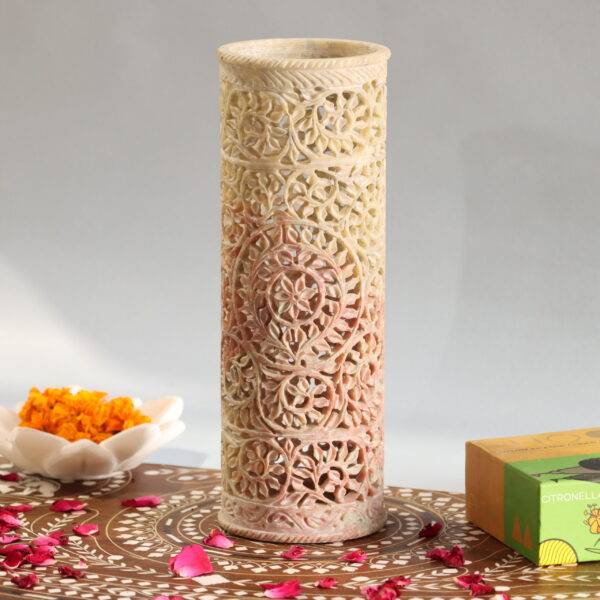 Hand Carved Soap Stone Vase 10 Inchs