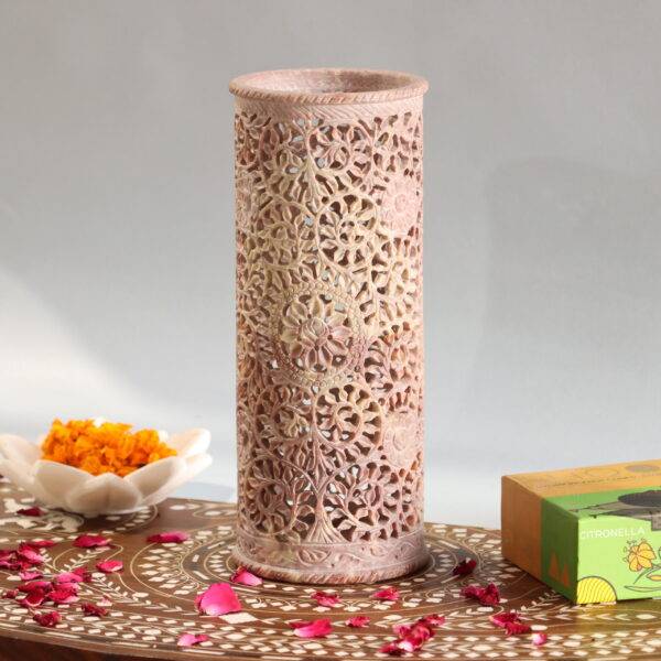 Hand Carved Soap Stone Vase 10 Inchs