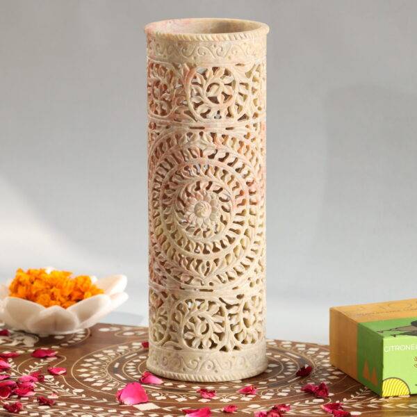 Hand Carved Soap Stone Vase 10 Inchs