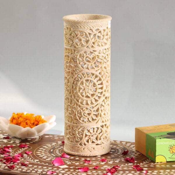 Hand Carved Soap Stone Vase 10 Inchs