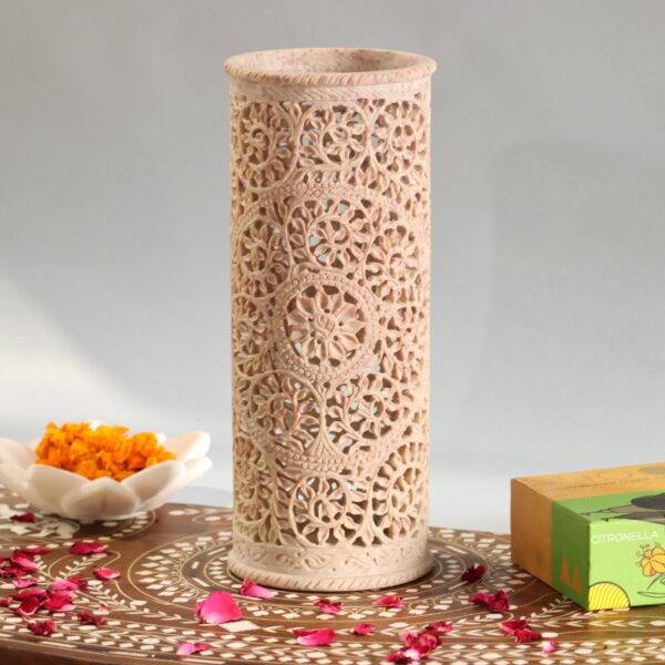Hand Carved Soap Stone Vase 10 Inchs