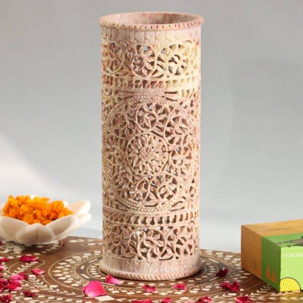 Hand Carved Soap Stone Vase 10 Inchs