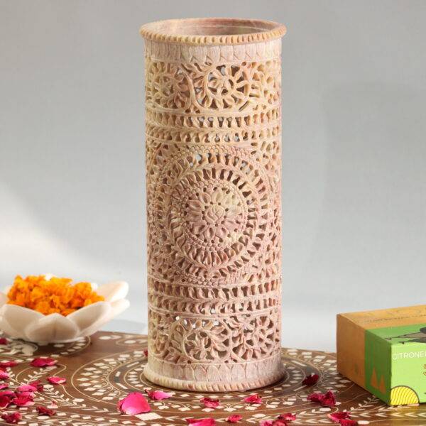 Hand Carved Soap Stone Vase 10 Inchs