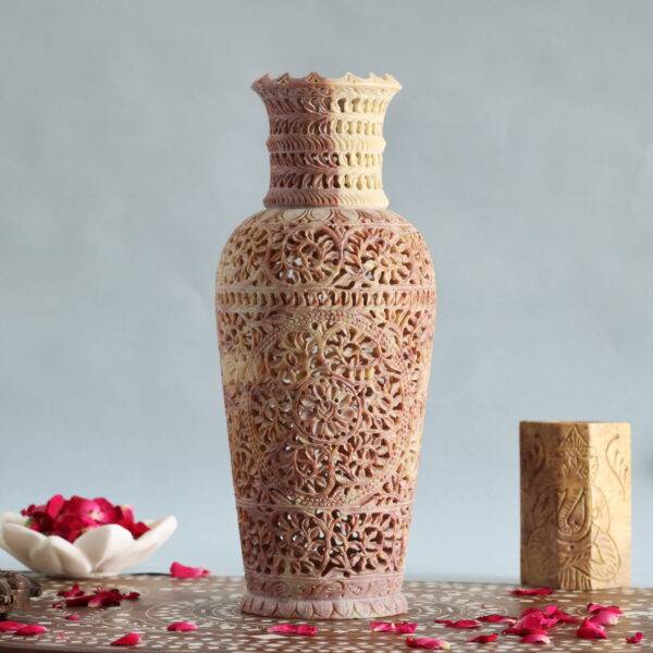 Hand Carved Soap Stone Vase 12 Inch