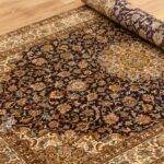 Kashan Design Silk Rug/carpet from Kashmir - Black (4x6 ft)