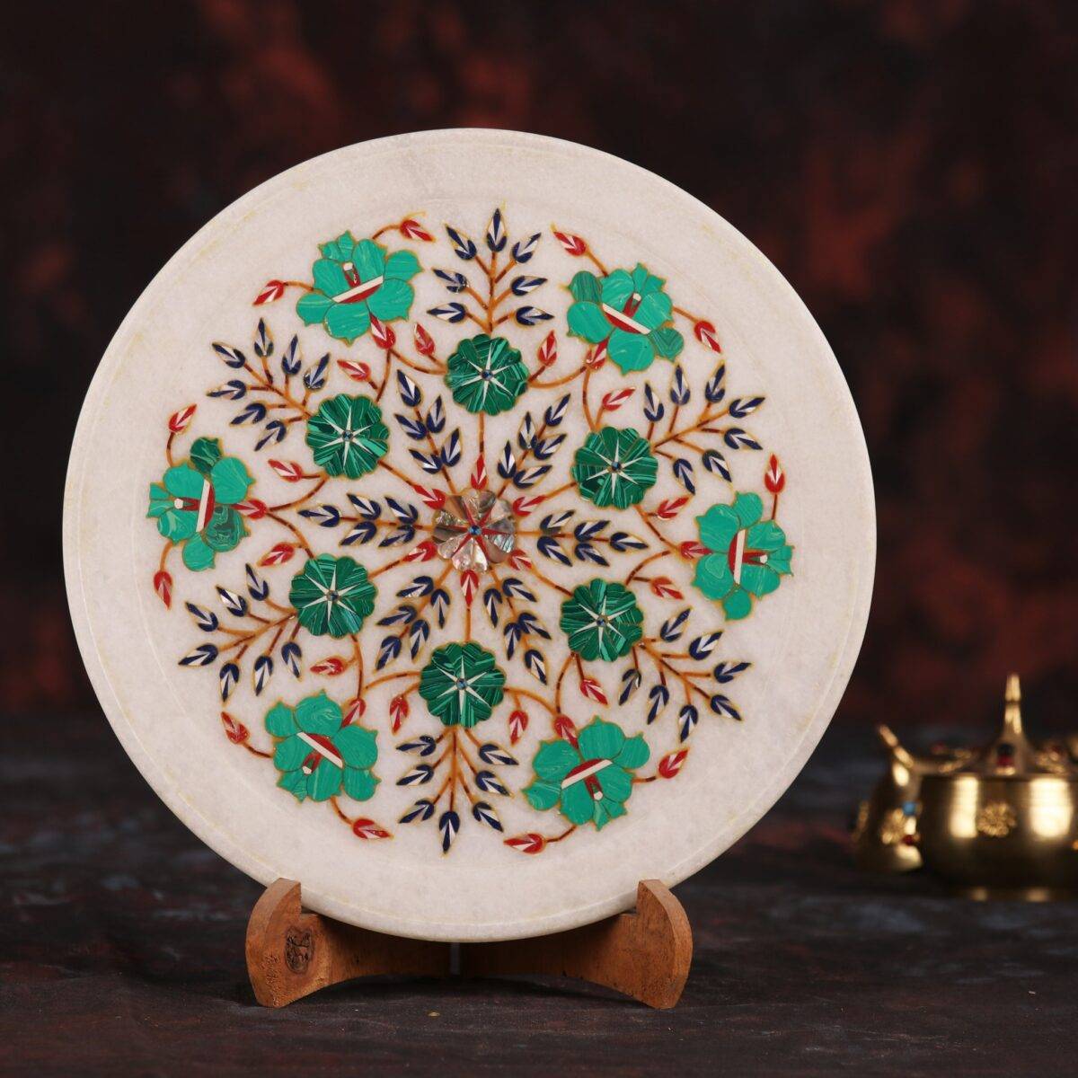 Marble Inlay Round Plate n1 2