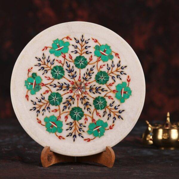 Marble Inlay Plate 10.5 Inches with Stand