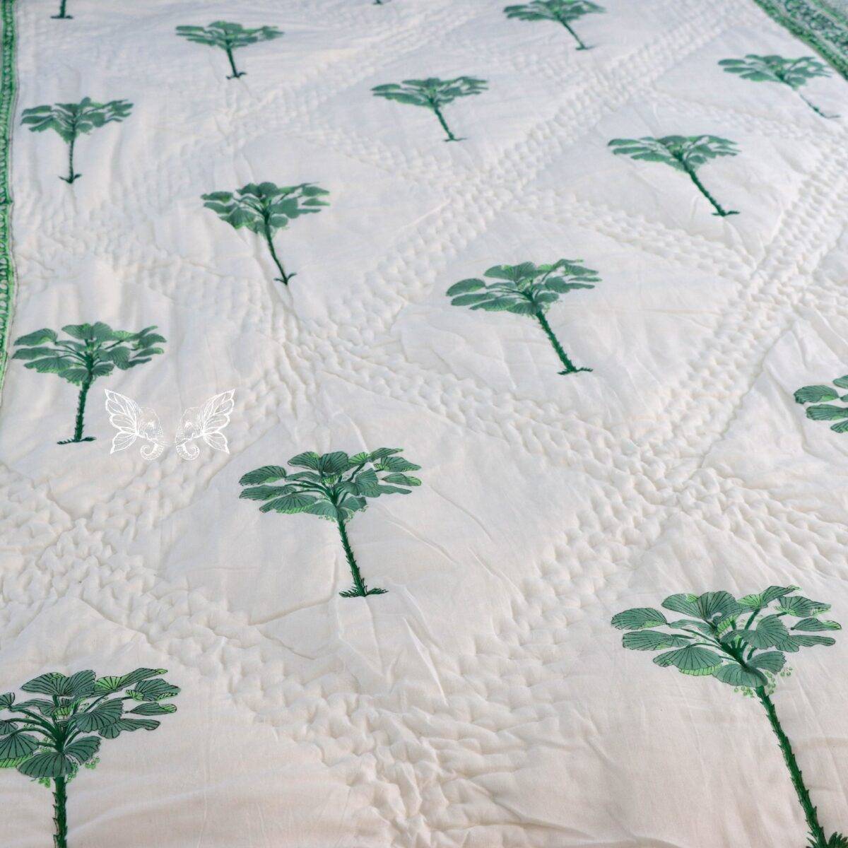 handblock print green single