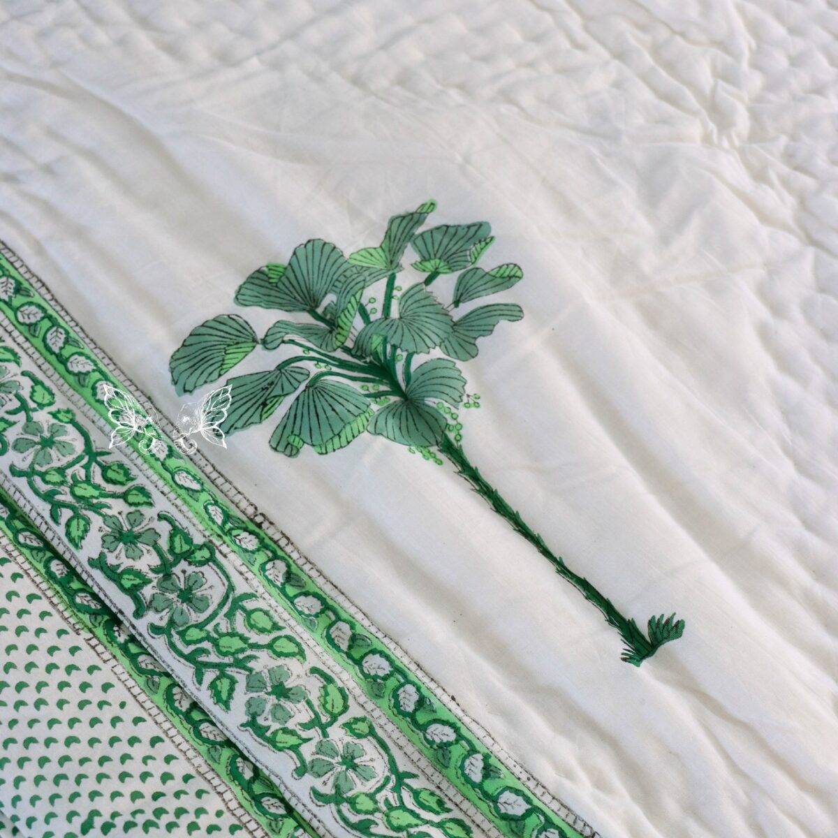 handblock print green single 2