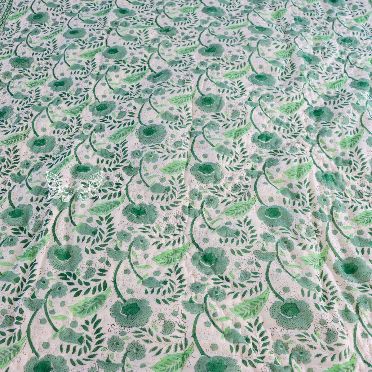 handblock print green single 3