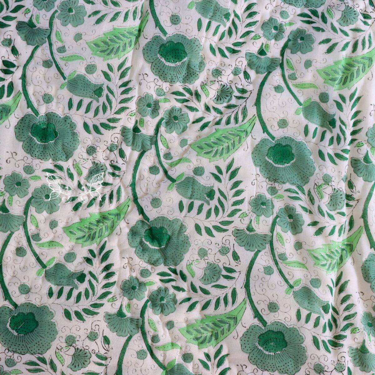 handblock print green single 4