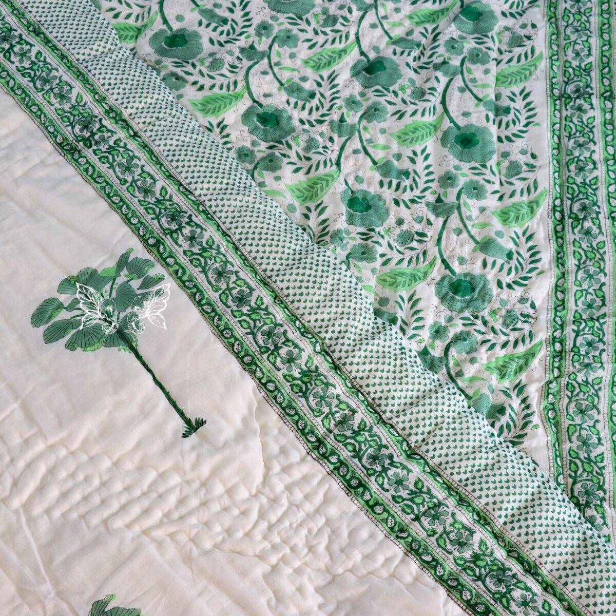 handblock print green single 8