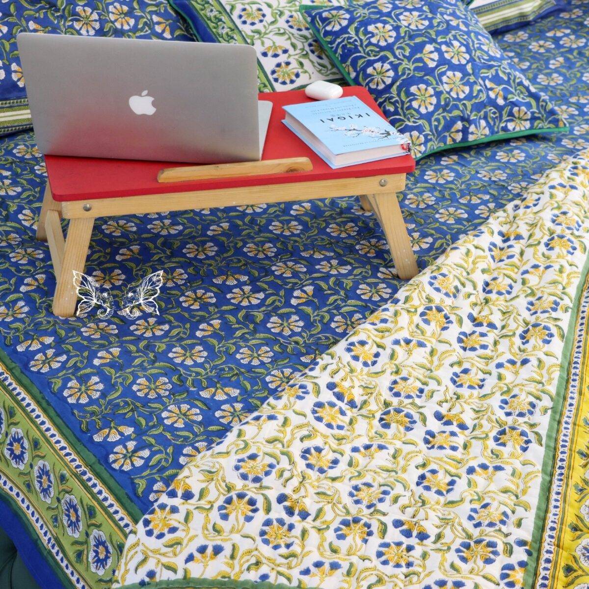 handblock print quilt blue and white 11