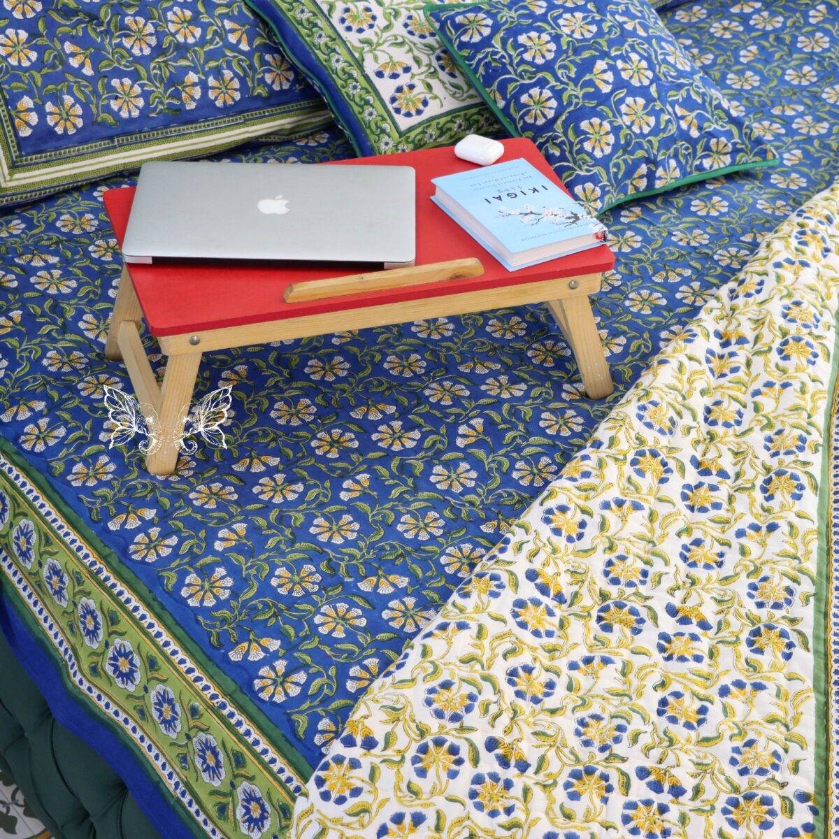handblock print quilt blue and white 14