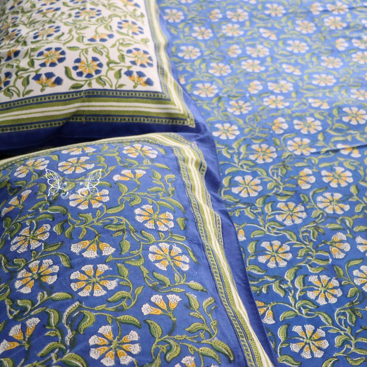 handblock print quilt blue and white 2