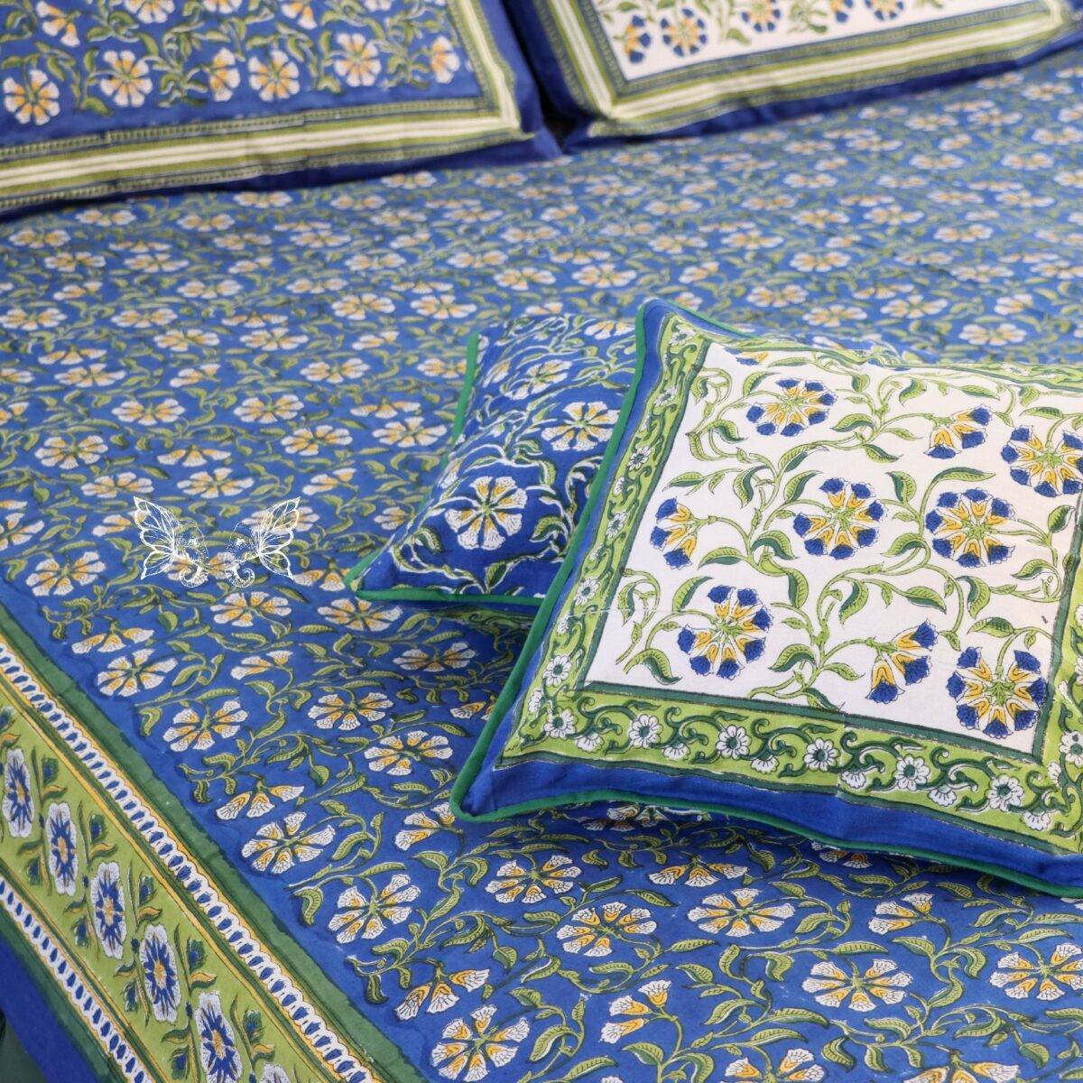 handblock print quilt blue and white 3