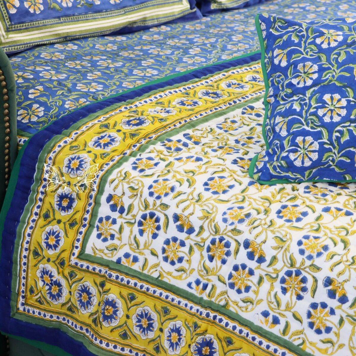 handblock print quilt blue and white 4