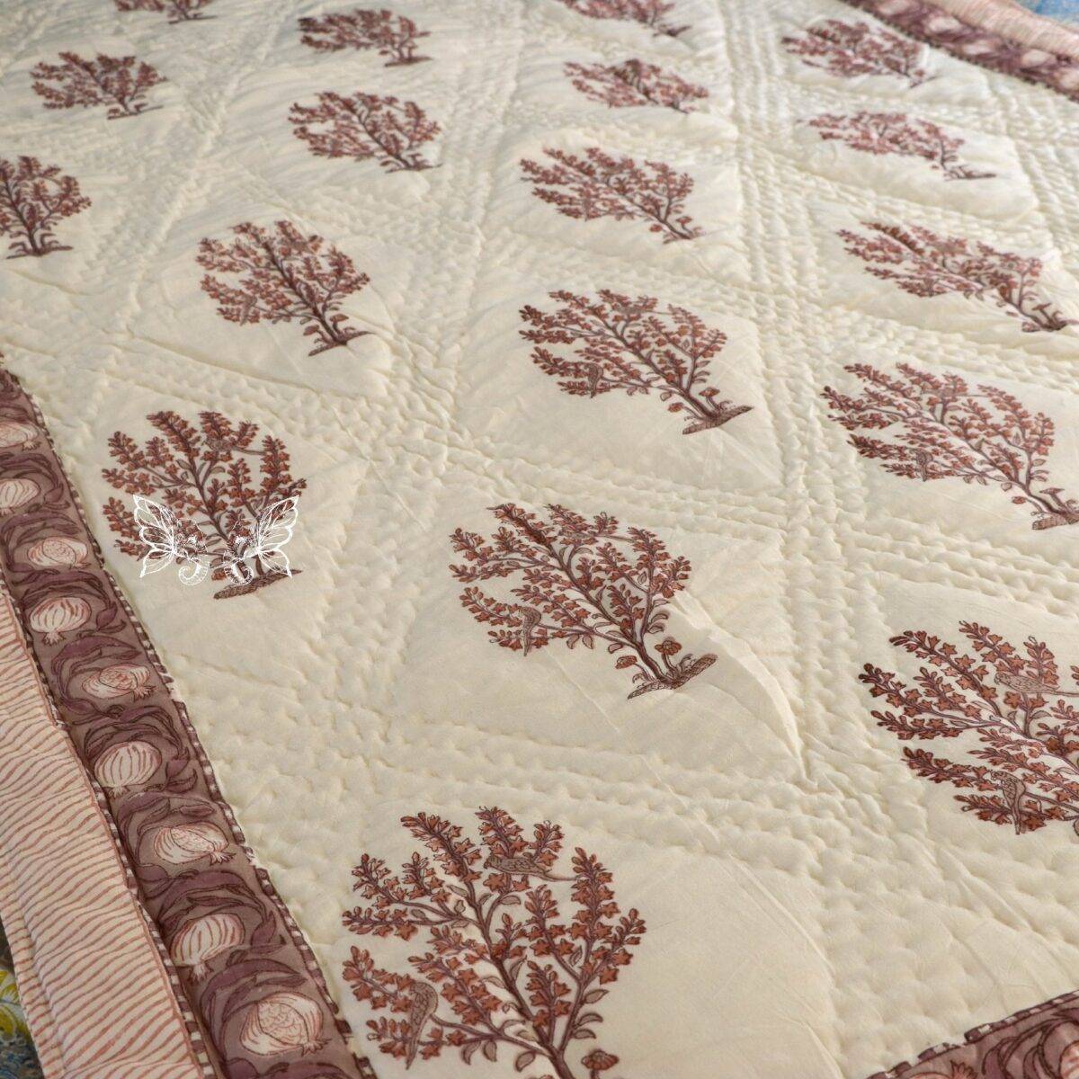 handblock print quilt single mud popi