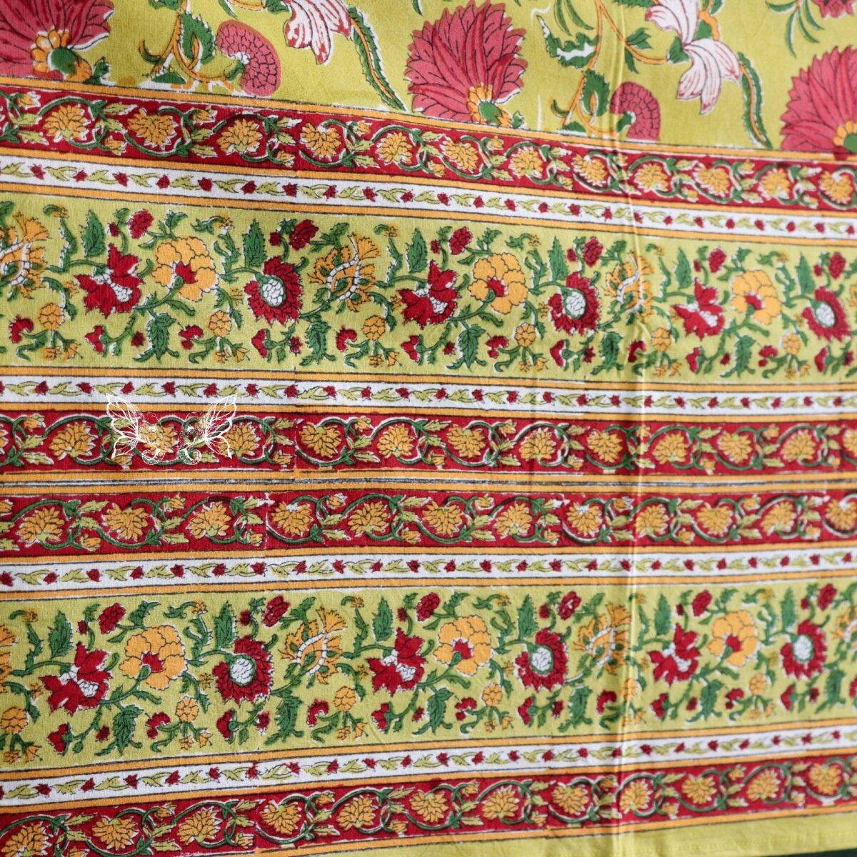 handblock print quilt yellow floral red 4