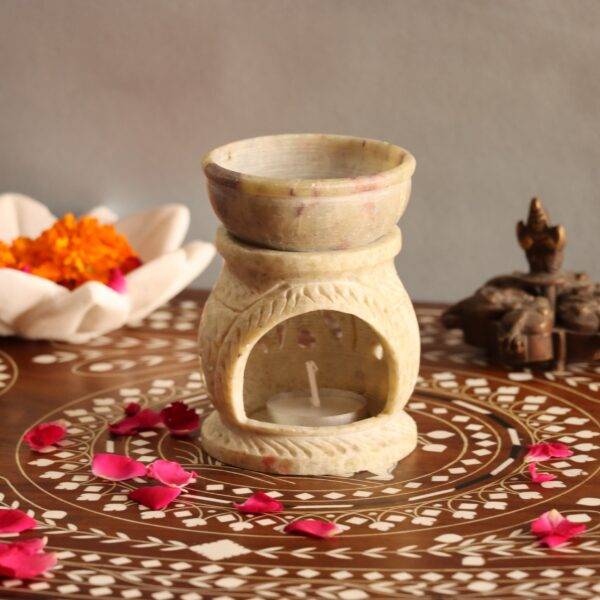 Hand Carved Soap Stone Oil Burner Jaal Design