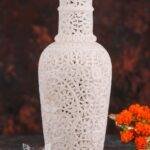 Hand Carved Marble Vase with Inlay Work