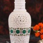 Hand Carved Marble Vase with Inlay Work