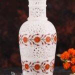Hand Carved Marble Vase with Inlay Work