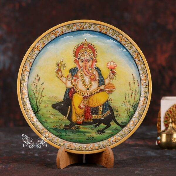 Hand Painted Marble Plate With Gold Work