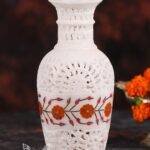 Hand Carved Marble Vase with Inlay Work