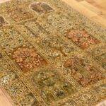 Hamdaan Design Shades of Green and Badge Silk Rug from Kashmir 4×6 Feet