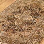 Exquisite Kashan Design Silk Rug (4x6 ft) Shades of Black & Beige, Handcrafted in Kashmir