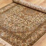Kashan Floral Design Silk Rug/carpet from Kashmir Ivory (4x6 ft)