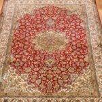 Kashan Design Silk Rug/carpet from Kashmir - Red & Ivory