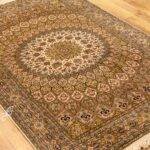 Gumbad Design Silk Rug - Badge and Green (4x6 ft), Handcrafted in Kashmir